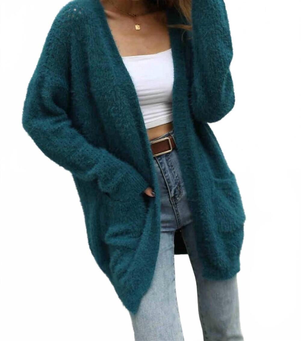 NEW EPRETTY fuzzy eyelash cardigan sweater in blue
